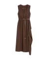 Long Coffee Dress with Belt