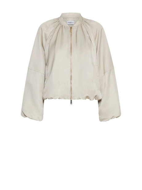 Sand Jacket with Zip in Linen and Viscose