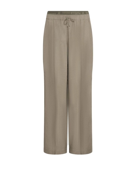 Pantalone marrone in viscosa e lino Pantalone marrone in viscosa e lino