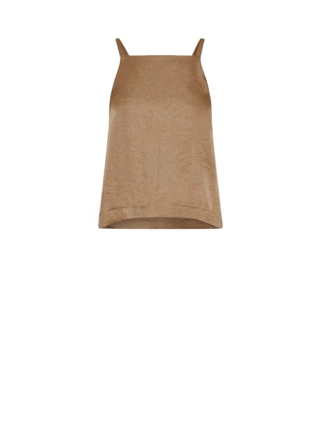 Beige acetate twill top