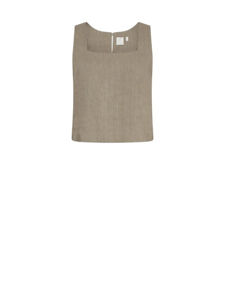 Green top in viscose and linen