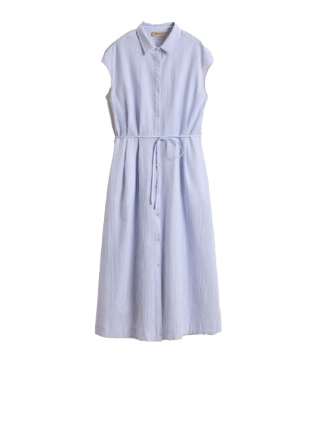 Sleeveless Shirt Dress with Drawstring Waist