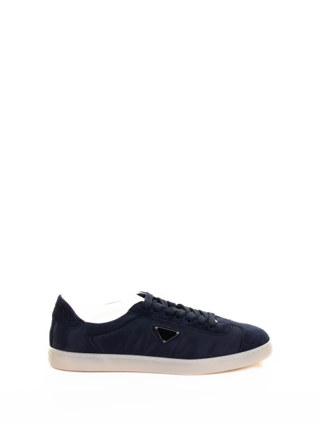 Navy blue sneakers with logo