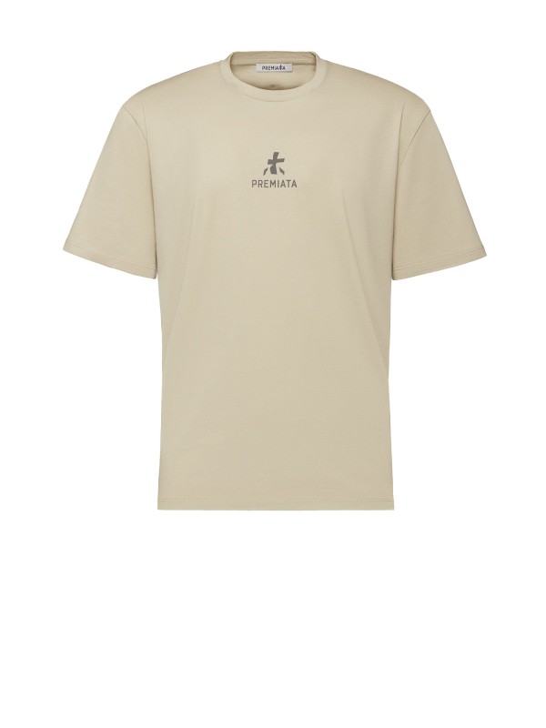 Green men's T-shirt with logo