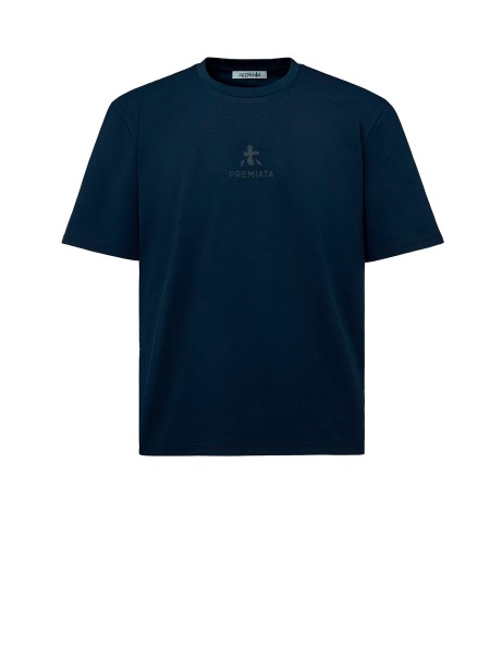 T-shirt blu uomo con logo