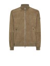 Giubbino cammello in suede con zip e colletto