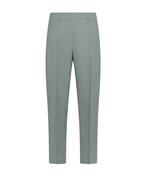 Green trousers in viscose and linen