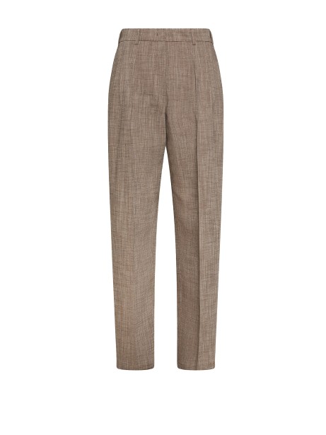 Brown Linen Blend Trousers