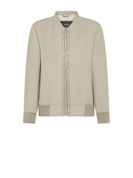 Beige Women's Jacket with Zip