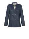 Blue Stretch Double Breasted Jacket