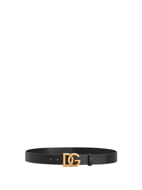 Lux Leather Belt with Logo Buckle