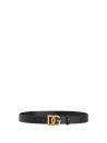 Lux Leather Belt with Logo Buckle