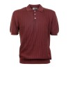 Polo men terracotta in cotton vertical thread