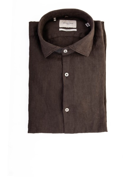Men's Brown Linen Shirt
