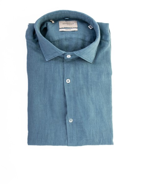 Camicia uomo azzurra in lino