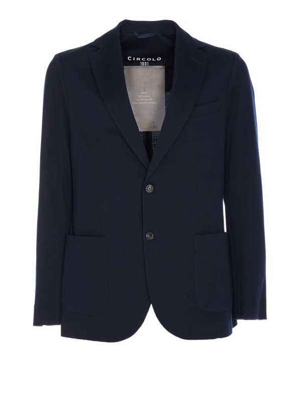 Navy Blue Single Breasted Piquet Jacket