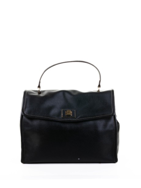 Borsa a tracolla Treasure large nera in ecopelle