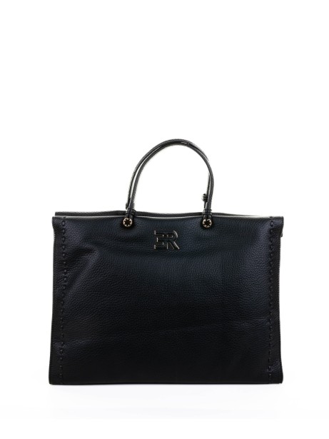 Petra Tote Bag in Black Hammered Eco-Leather