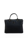 Tote bag small Petra in black hammered eco-leather