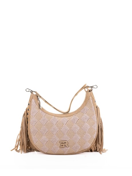 Shoulder bag in eco-leather and woven rope