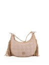 Shoulder bag in eco-leather and woven rope