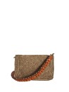 Raffia Shoulder Bag with Woven Leather Strap
