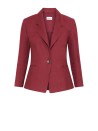 Women's Single Breasted Jacket Burgundy Linen