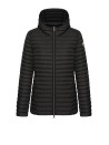 Black Quilted Down Jacket with Zip and Hood