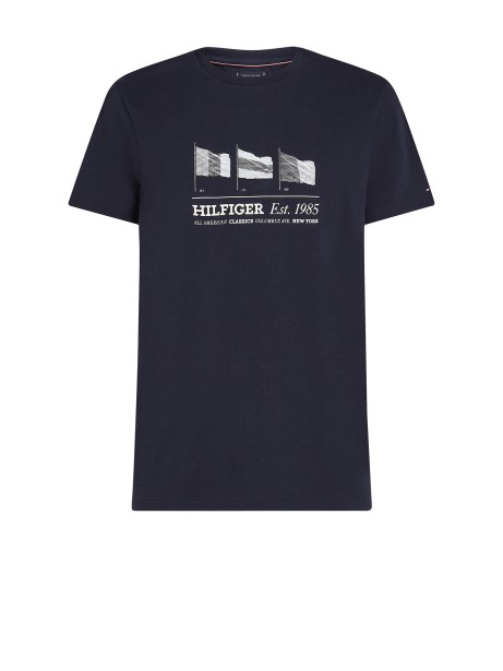 T-shirt with embroidered Hilfiger flags
