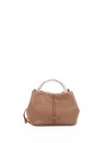 Brown Leather Handbag with Bone Handle