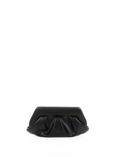 Black vegan clutch with shoulder strap