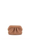 Brown vegan clutch with shoulder strap