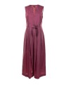 Long sleeveless dress with belt at the waist