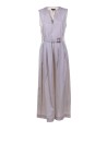 Long sleeveless dress with belt at the waist