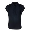 Blue Short Sleeve Cotton Blouse