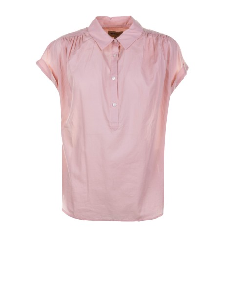 Pink Short Sleeve Cotton Blouse