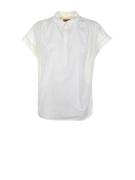 White Short Sleeve Cotton Blouse