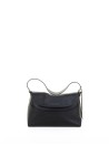 Nana Soft Shoulder Bag in Hammered Leather with Shoulder Strap Black