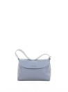 Borsa a spalla Nana Soft in pelle martellata con tracolla celeste