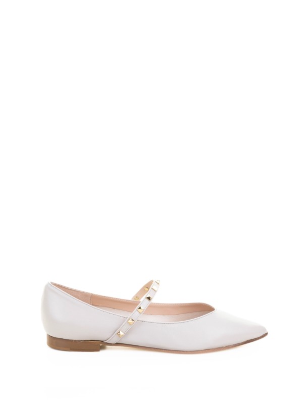 Ballerina white leather with strap Ballerina white leather with strap