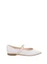 Ballerina bianca in pelle con cinturino