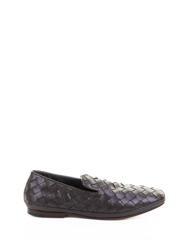 Mocassino slip on in nappa intrecciata testa di moro Mocassino slip on in nappa intrecciata testa di moro