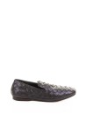 Moccasin Slip On in Woven Nappa Dark Brown