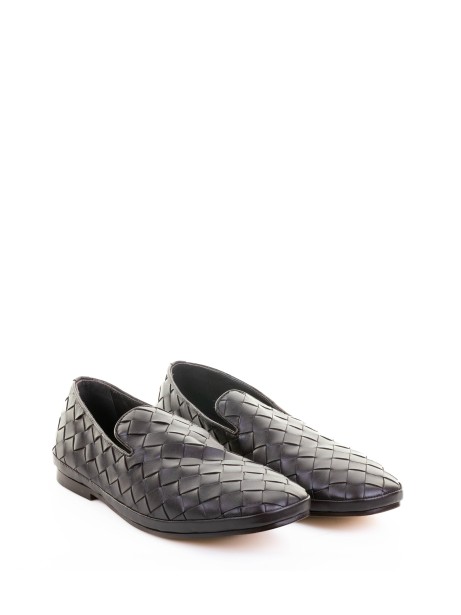 Mocassino slip on in nappa intrecciata testa di moro
