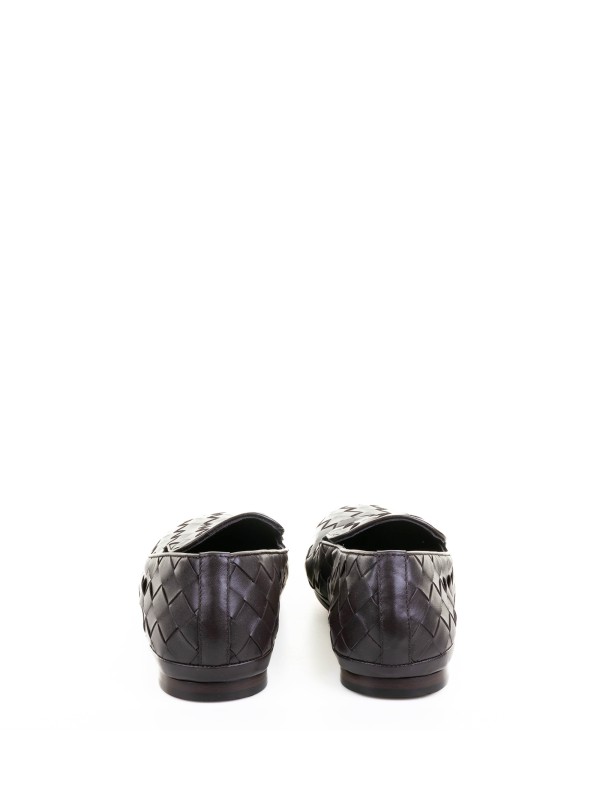 Mocassino slip on in nappa intrecciata testa di moro