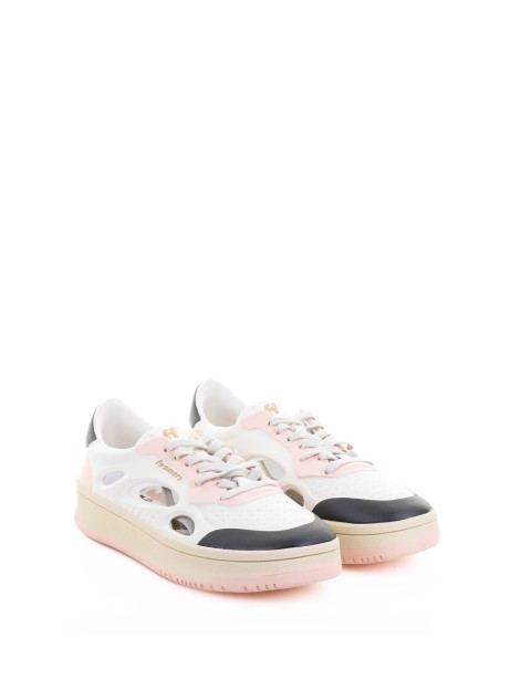 Sneaker bianco rosa in pelle 2