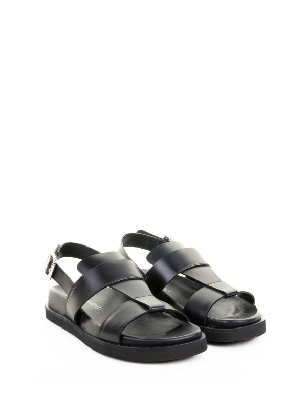 Sandalo nero in pelle