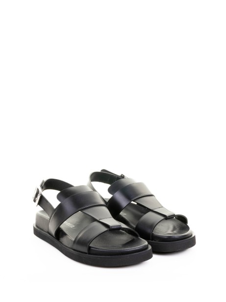 Sandalo nero in pelle