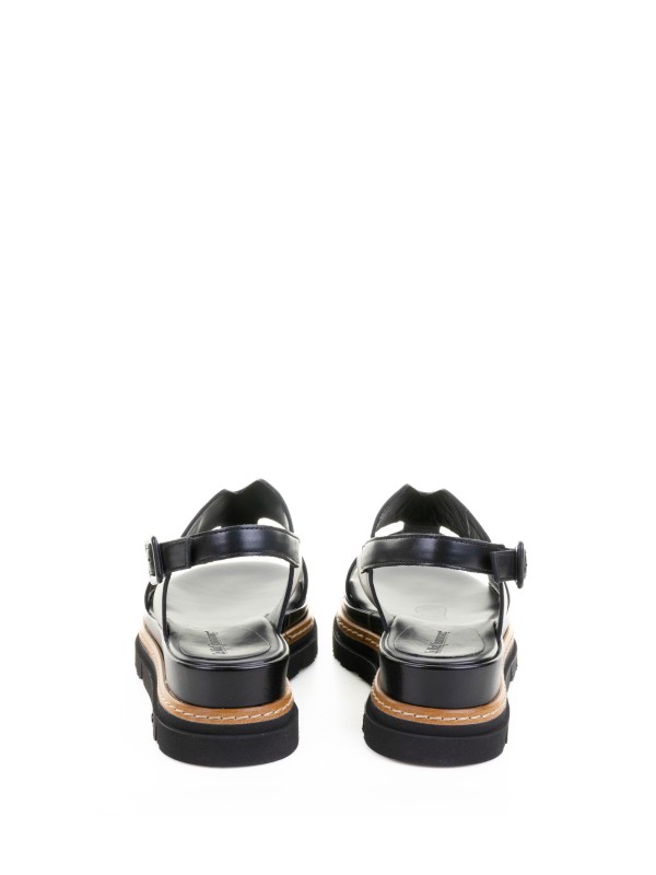 Sandalo nero in pelle