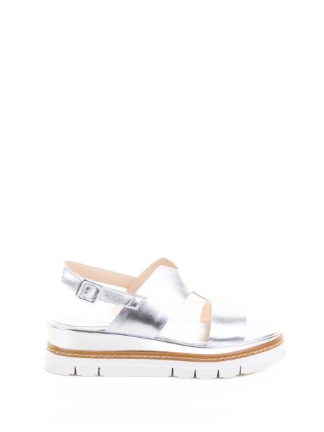 Sandalo argento in pelle